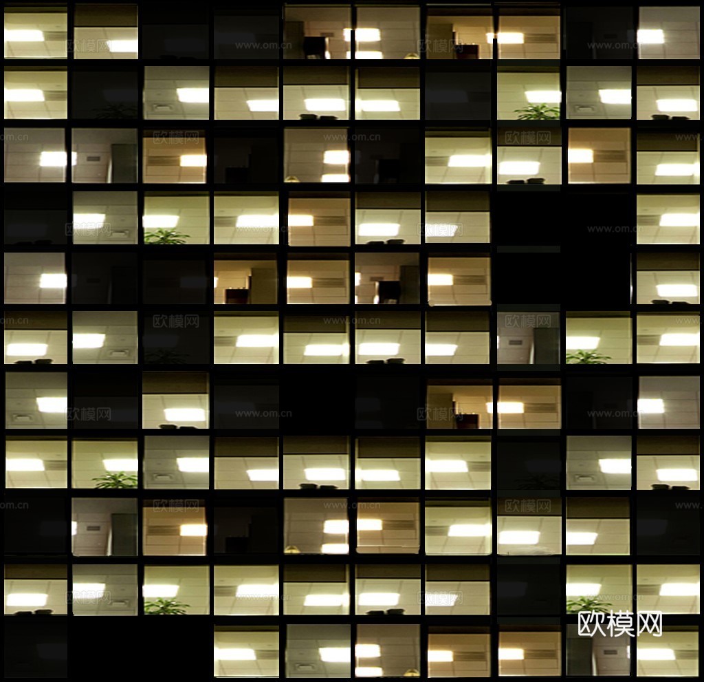 夜晚办公室窗户 外景 夜景