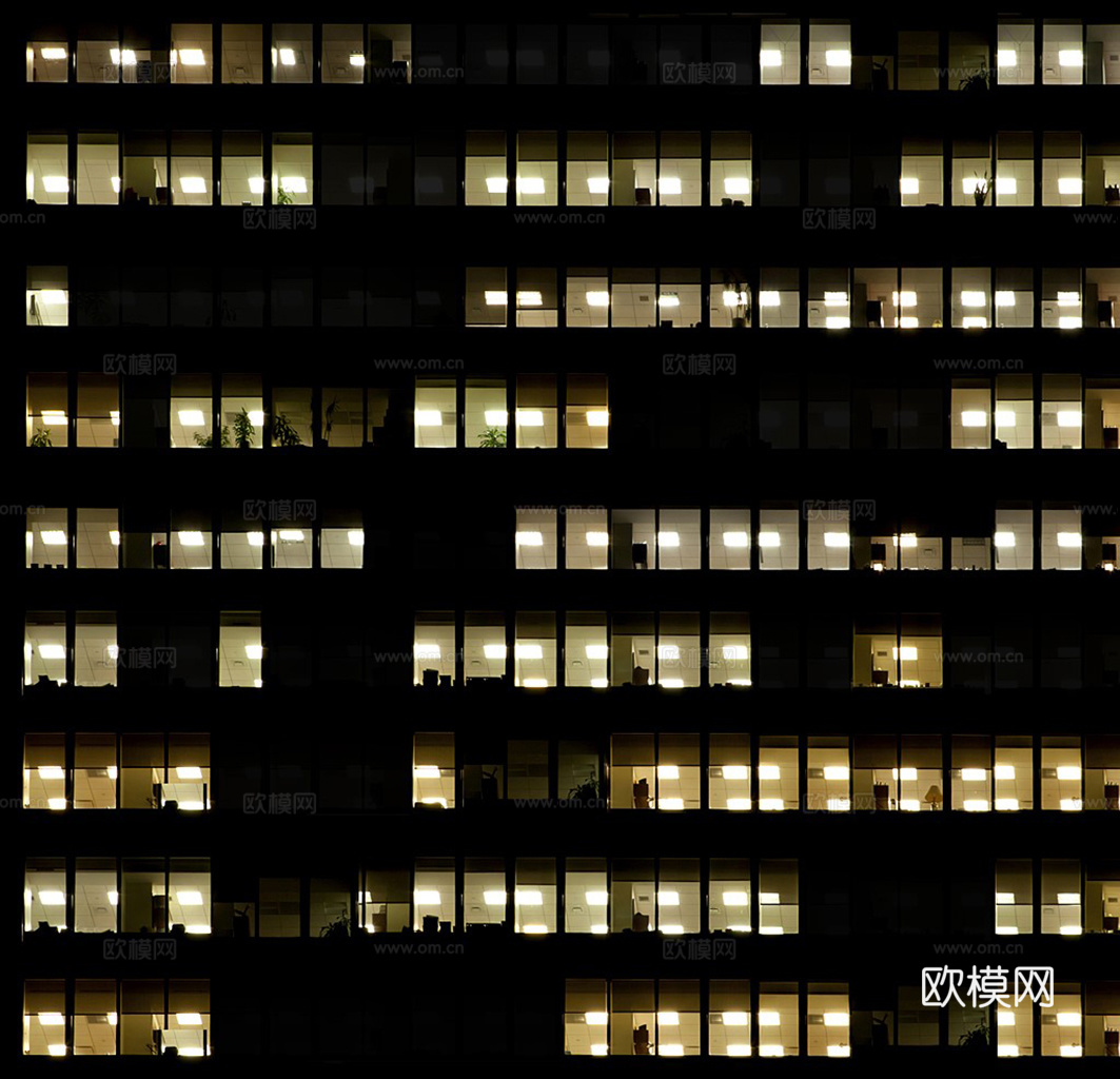 夜晚办公室窗户 外景 夜景