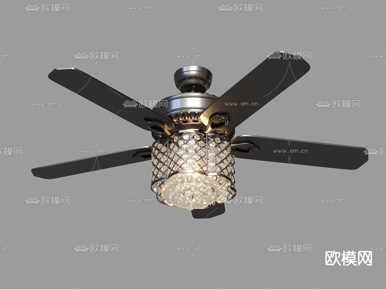 现代金属风扇吊灯3d模型下载(渲染图1)