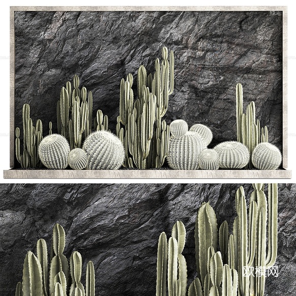 现代仙人球 植物堆3d模型下载(渲染图1)