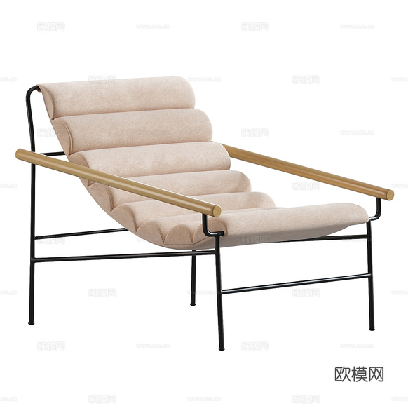 现代意式布艺躺椅 休闲椅3d模型下载(渲染图1)