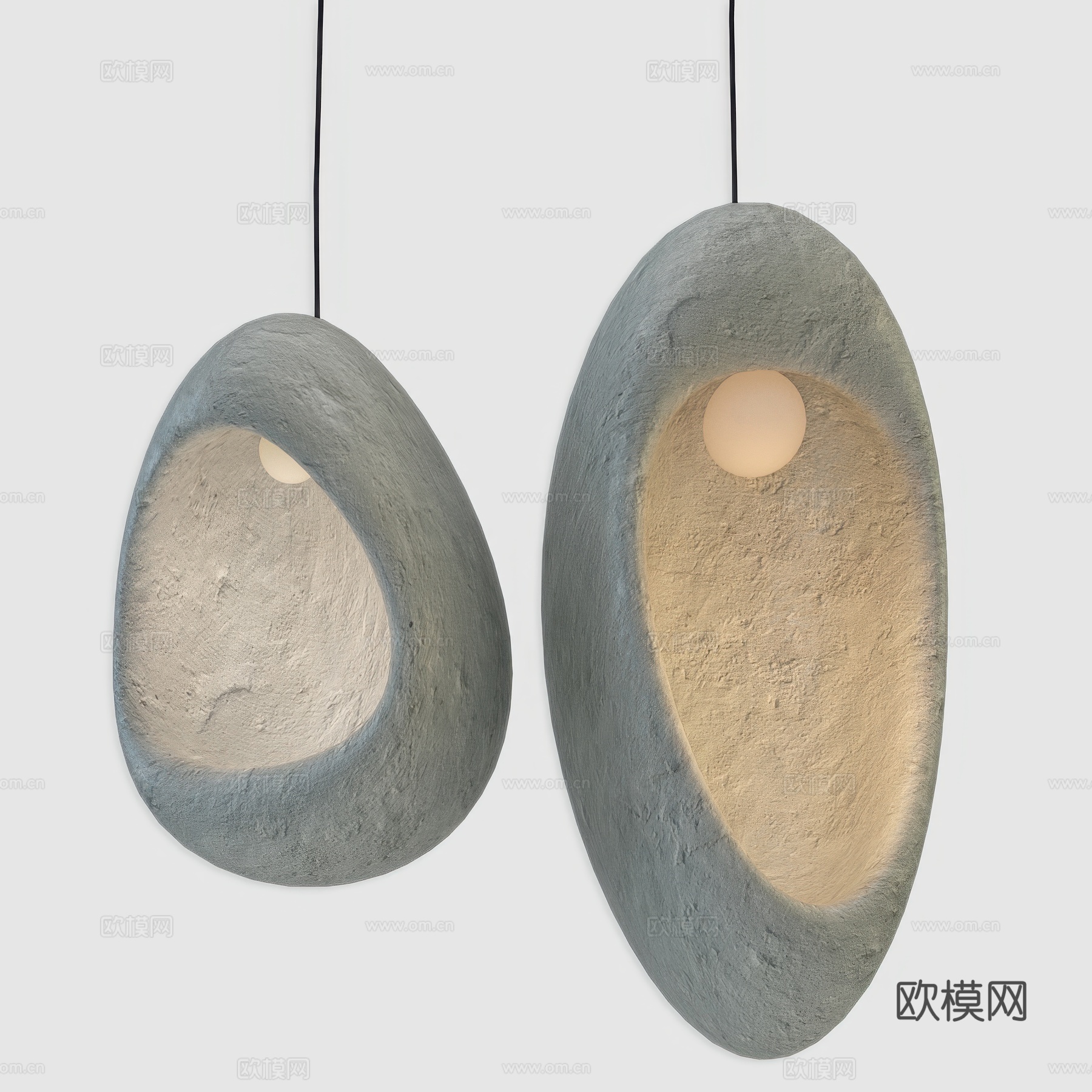 新中式侘寂陶制装饰吊灯3d模型