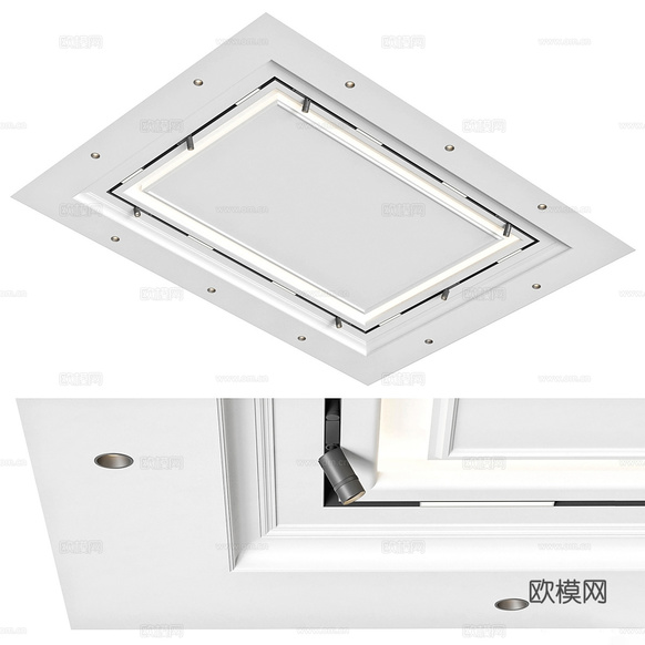 现代石膏板天花吊顶3d模型下载(渲染图5)