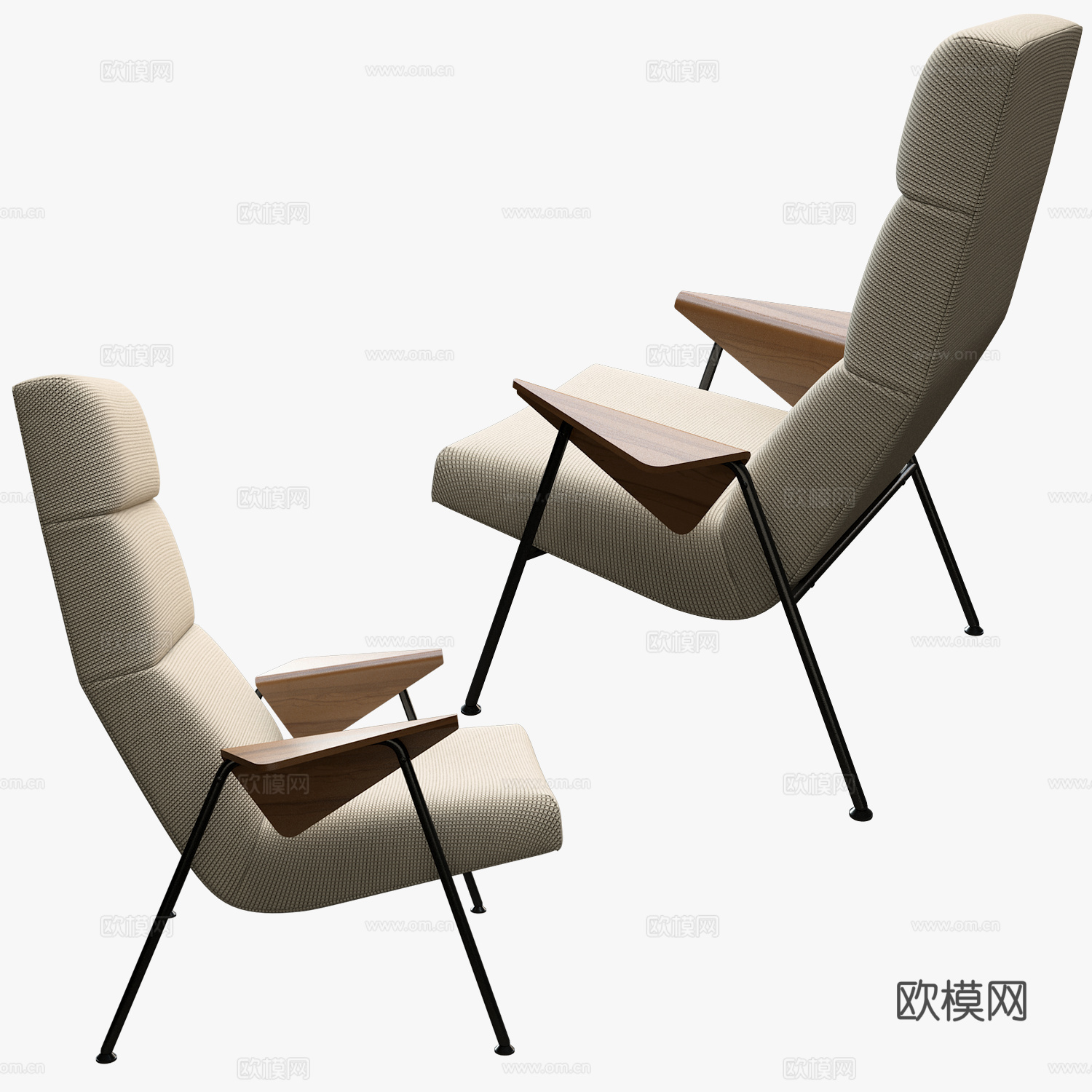 现代意式布艺扶手椅3d模型