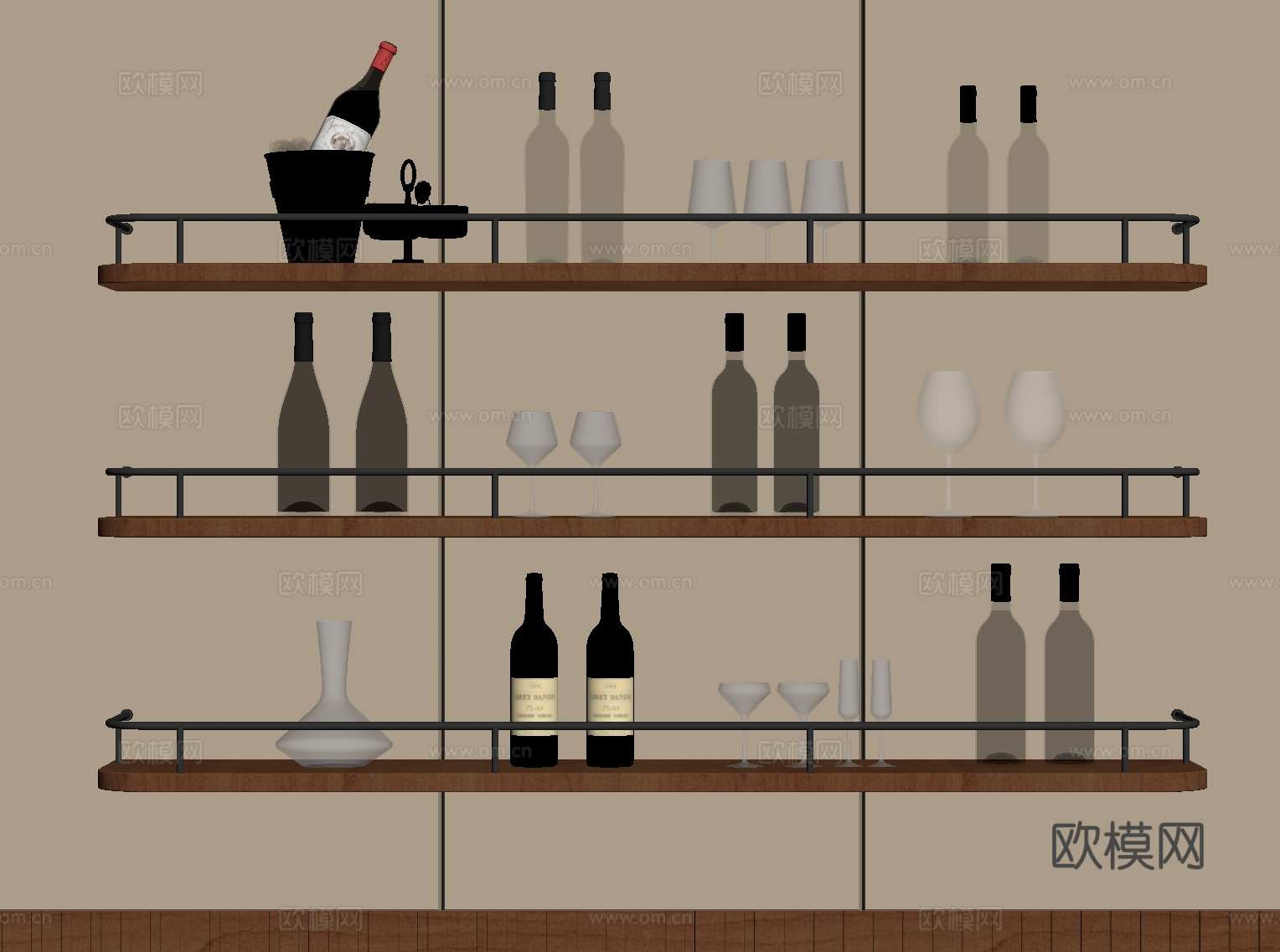 现代酒水食物 红酒 酒具 酒杯su模型