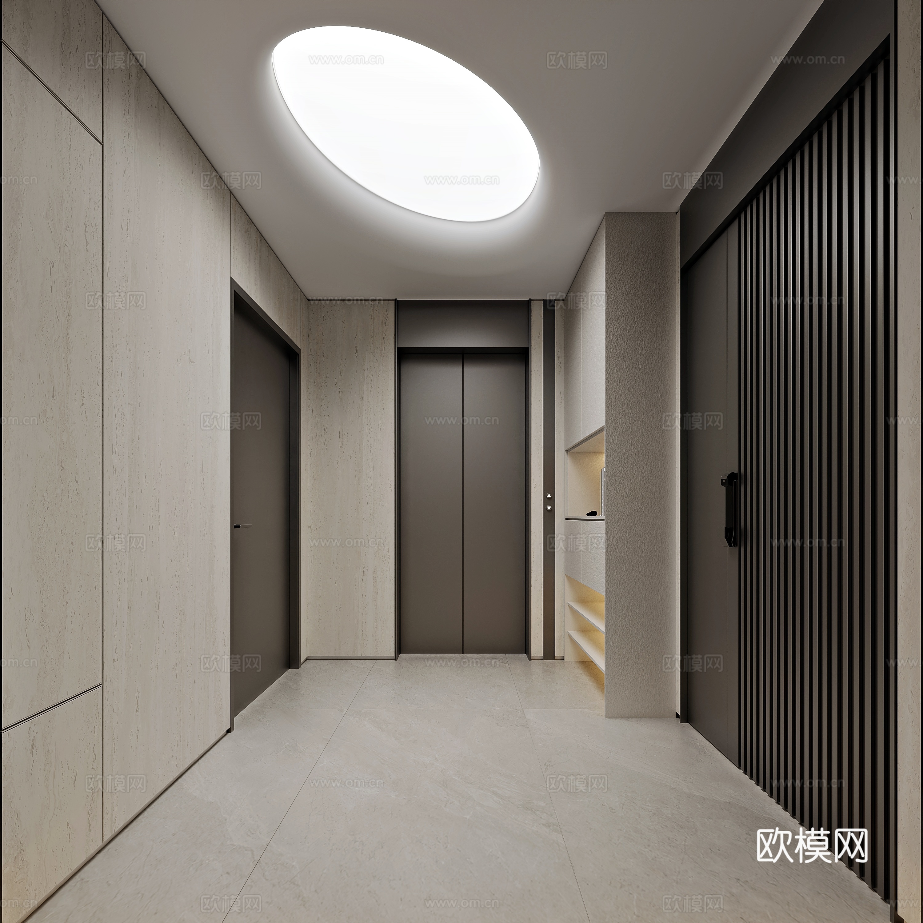 现代风格家居入户 电梯厅3d模型