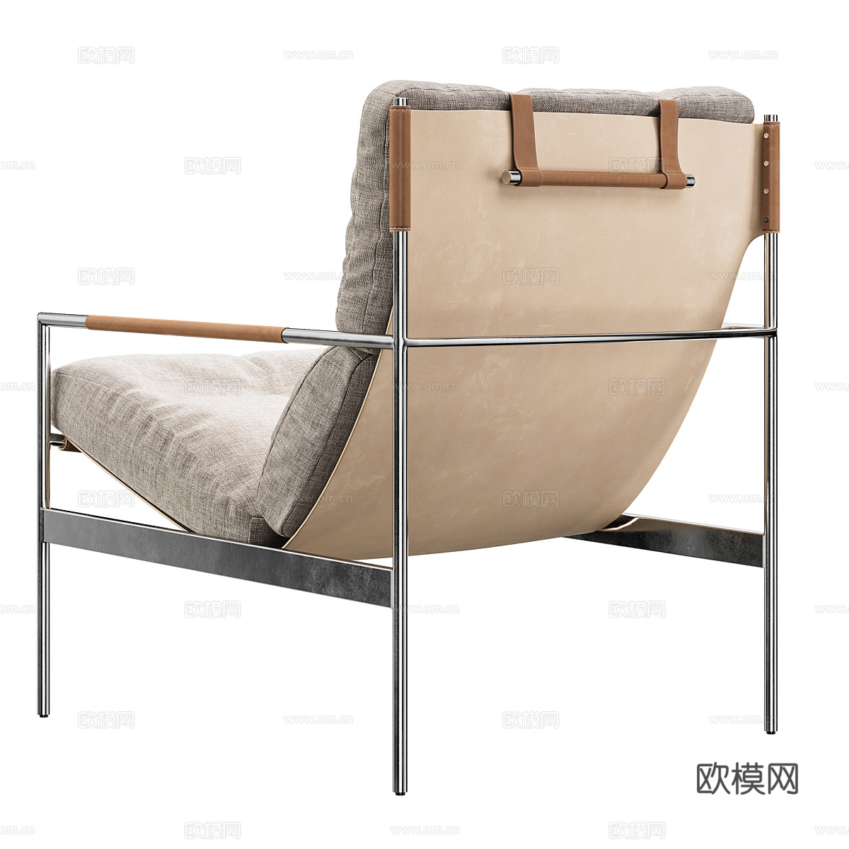 现代意式皮革布艺休闲椅3d模型