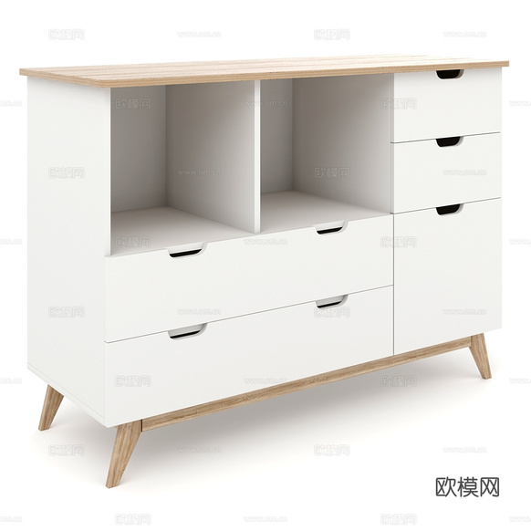 北欧简约餐边柜 装饰边柜 简约柜子 矮柜3d模型下载