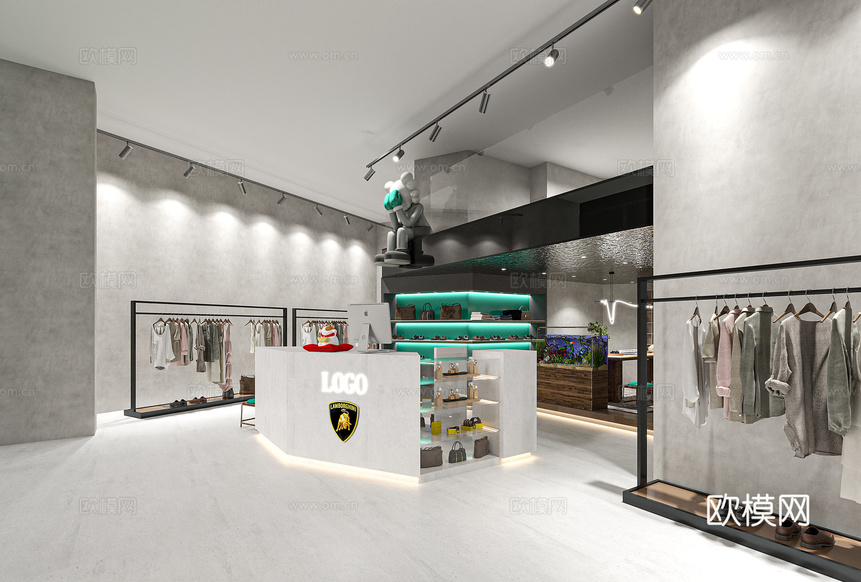 现代极简服装店 饰品店 男装女装店3d模型下载