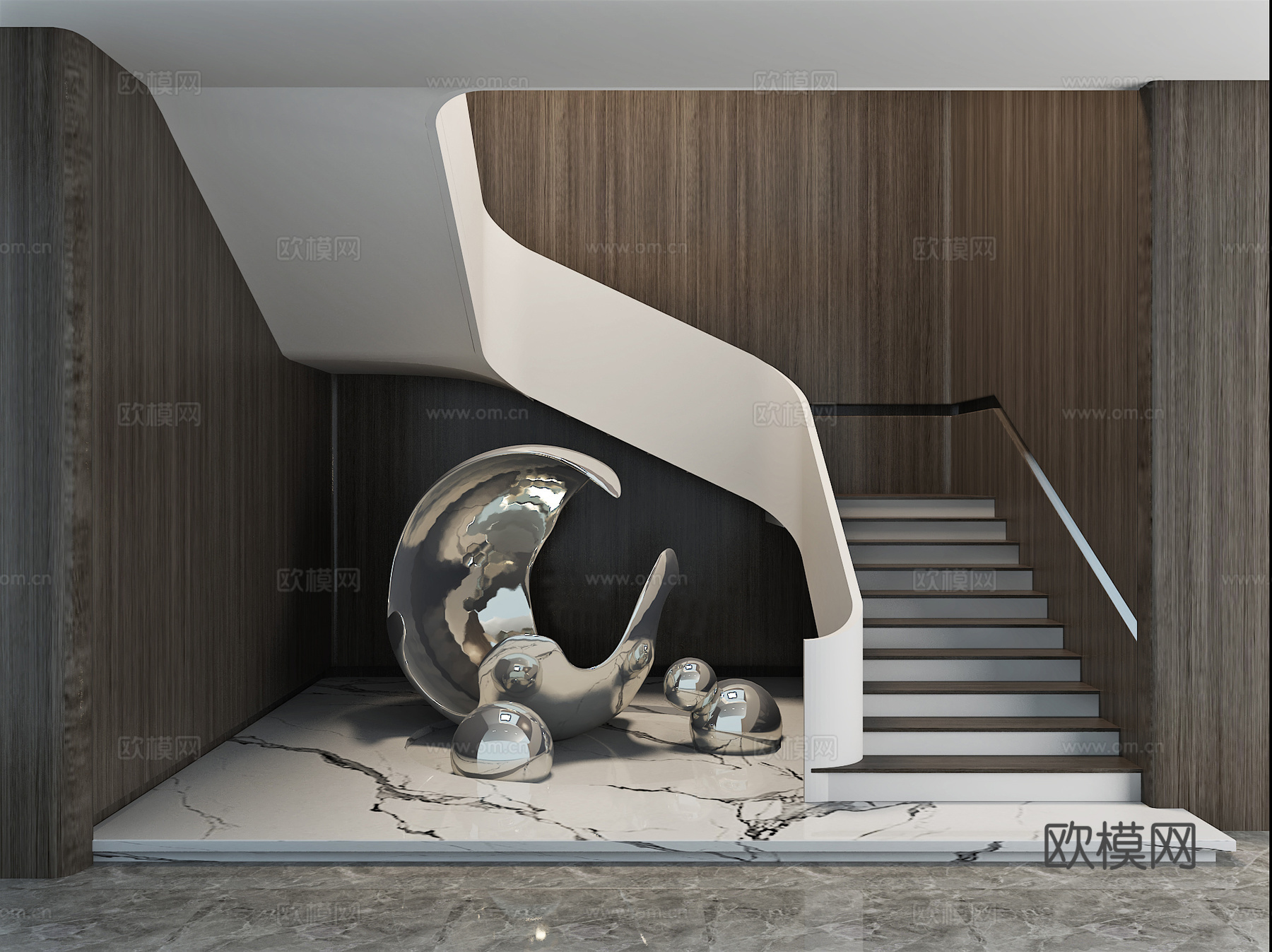 楼梯间美陈 扶手 装置 雕塑 造景3d模型