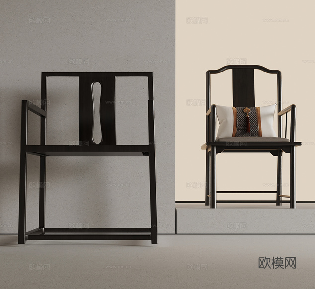 新中式休闲椅 太师椅3d模型下载
