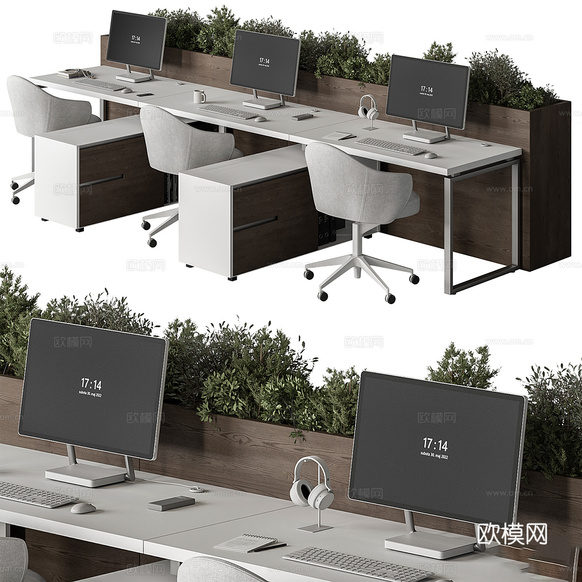 现代意式办公桌椅3d模型下载(渲染图5)