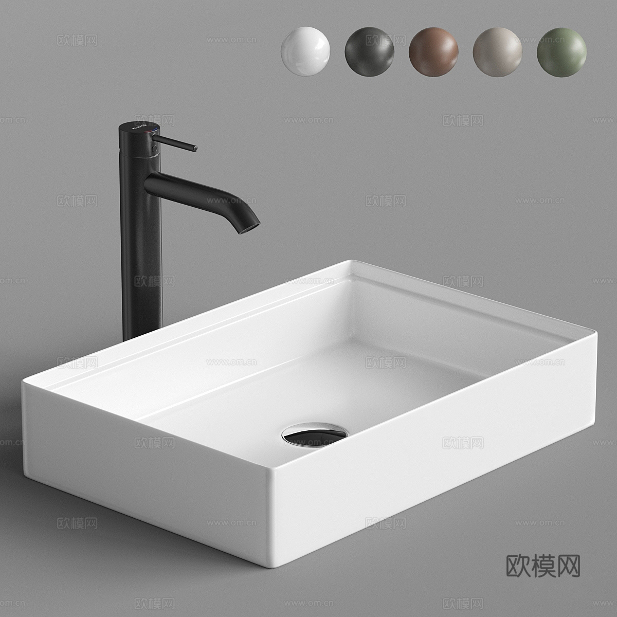 现代奶油风陶瓷台盆 洗手盆3d模型