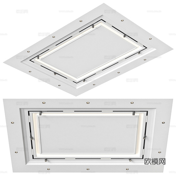 现代石膏板天花吊顶3d模型下载(渲染图1)