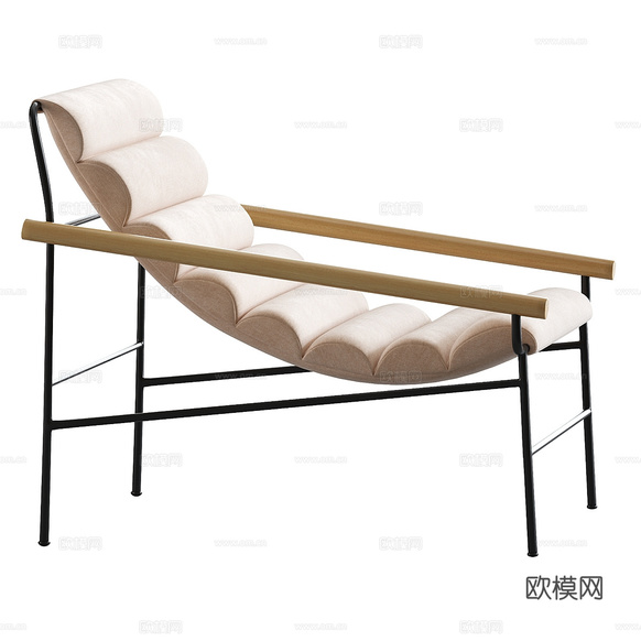 现代意式布艺躺椅 休闲椅3d模型下载(渲染图3)