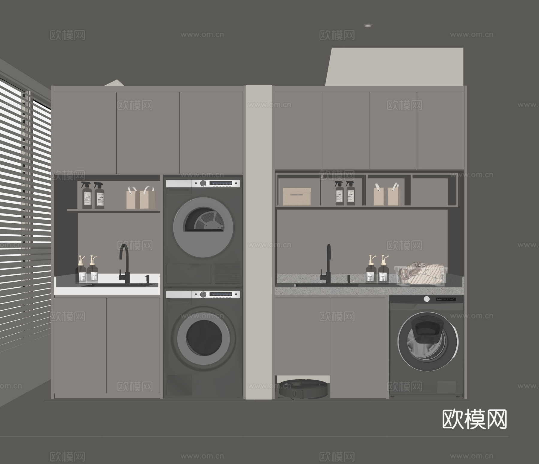 现代洗衣机柜su模型