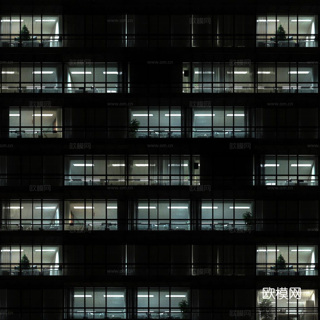 夜晚办公室窗户 外景 夜景