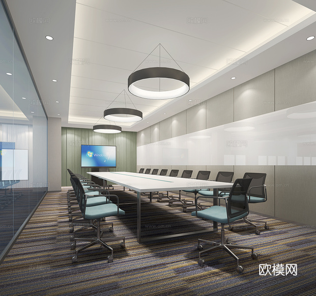 现代会议室 小型会议室 办公会议室3d模型下载