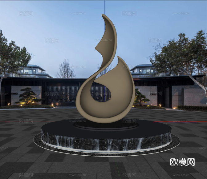 广场装置 雕塑 景观 艺术小品su模型下载(渲染图2)