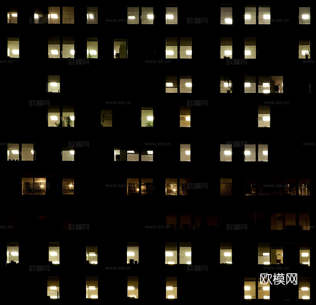 夜晚办公室窗户 外景 夜景