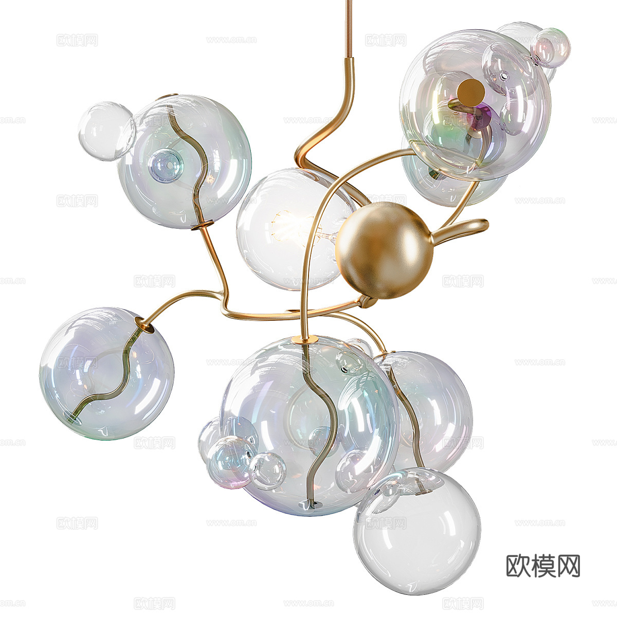 现代轻奢球形玻璃装饰吊灯3d模型