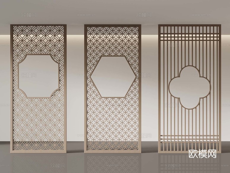 新中式屏风隔断3d模型下载