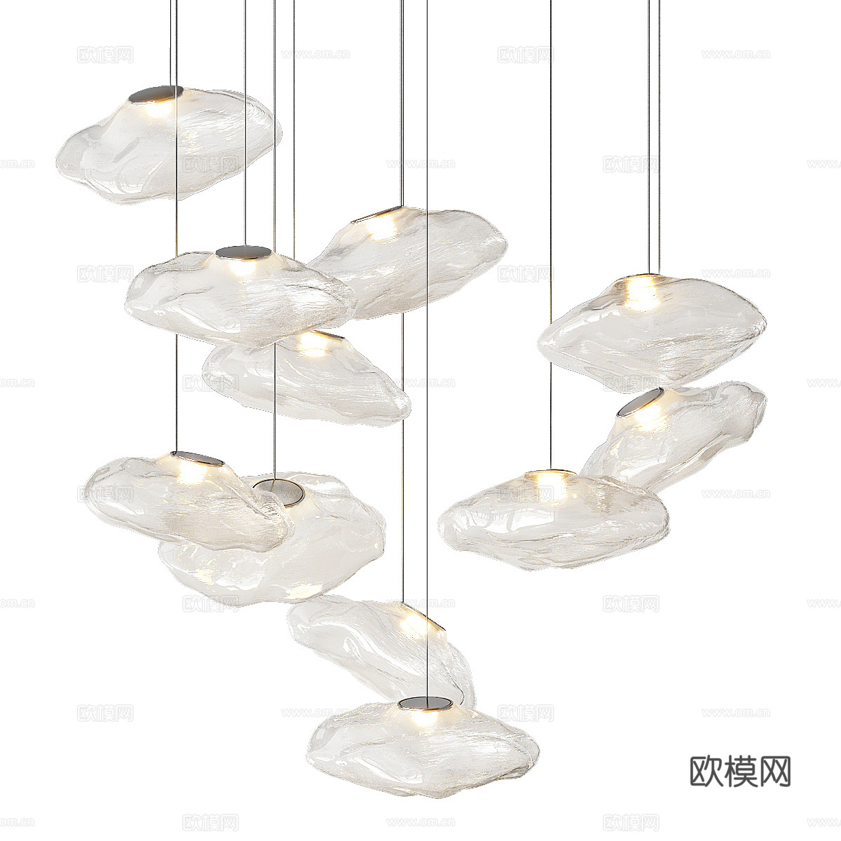 现代轻奢玻璃工艺吊灯3d模型