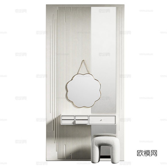 新中式轻奢梳妆台3d模型下载(渲染图4)