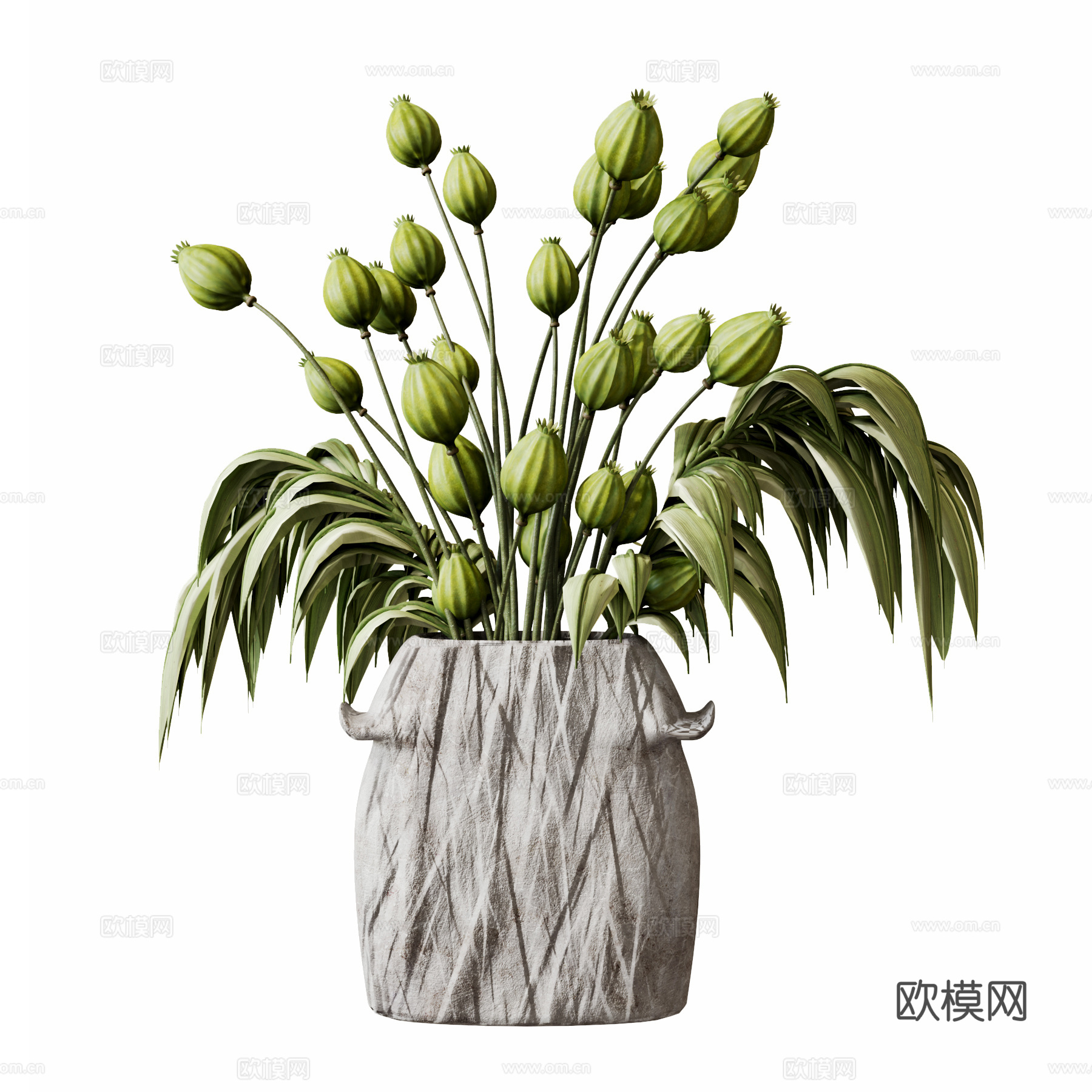 现代花艺摆件 绿植摆件 植物盆栽 花瓶su模型
