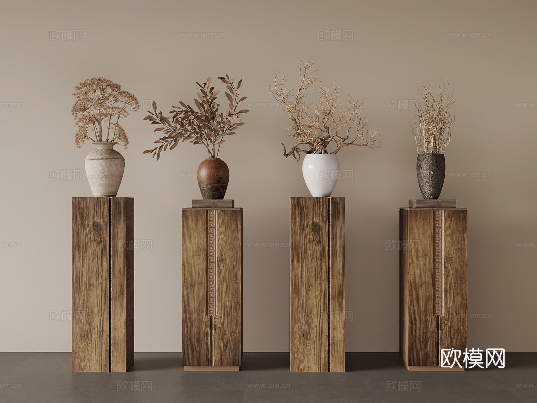 诧寂风花瓶 盆栽摆件 枯枝花艺3d模型
