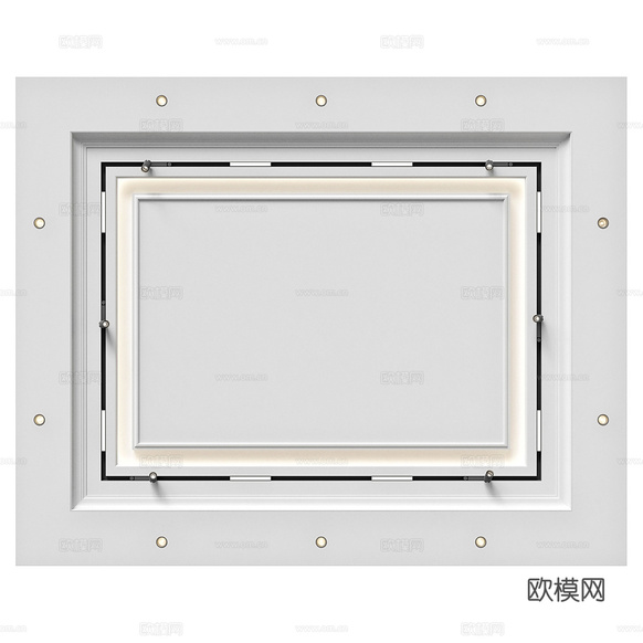 现代石膏板天花吊顶3d模型下载(渲染图2)
