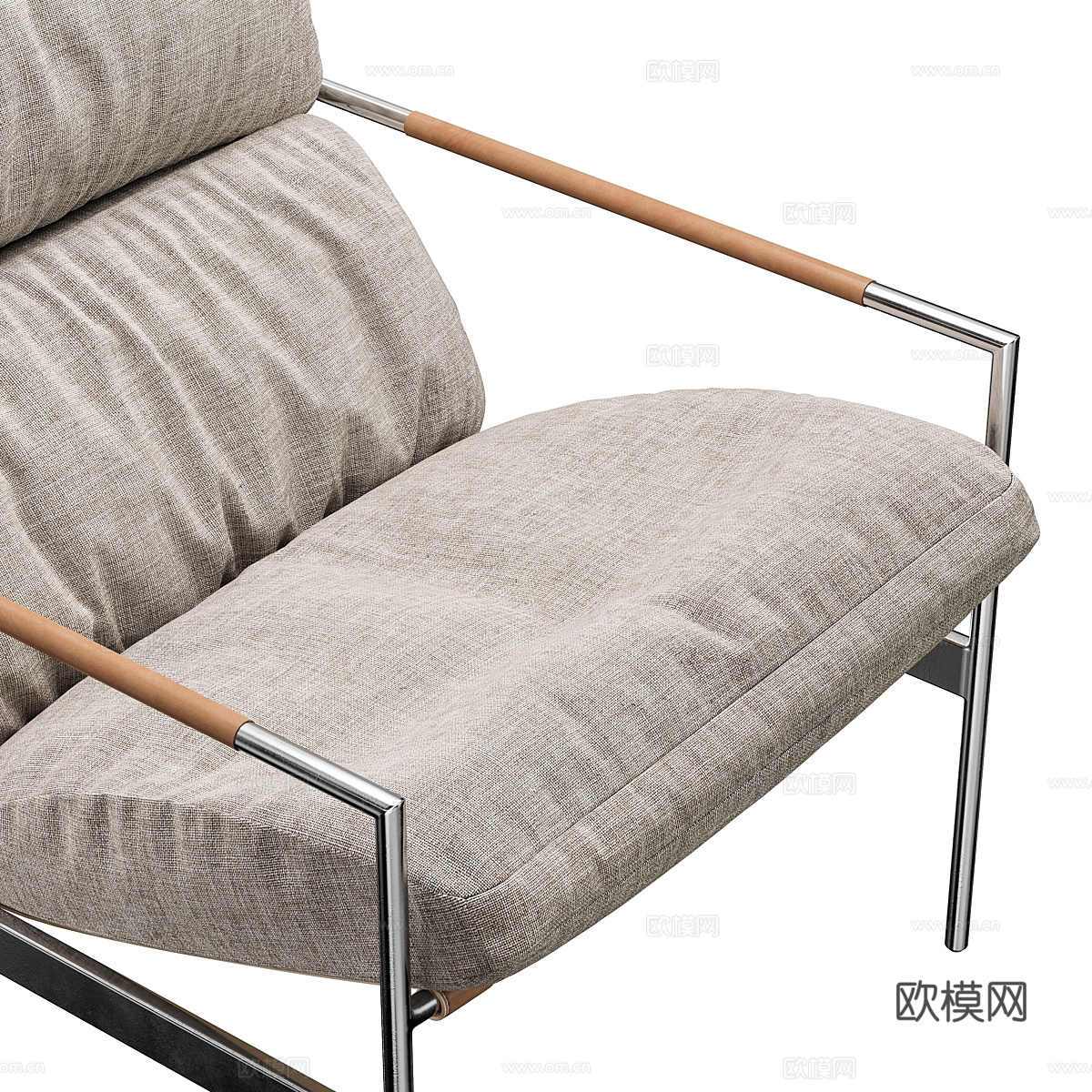 现代意式皮革布艺休闲椅3d模型