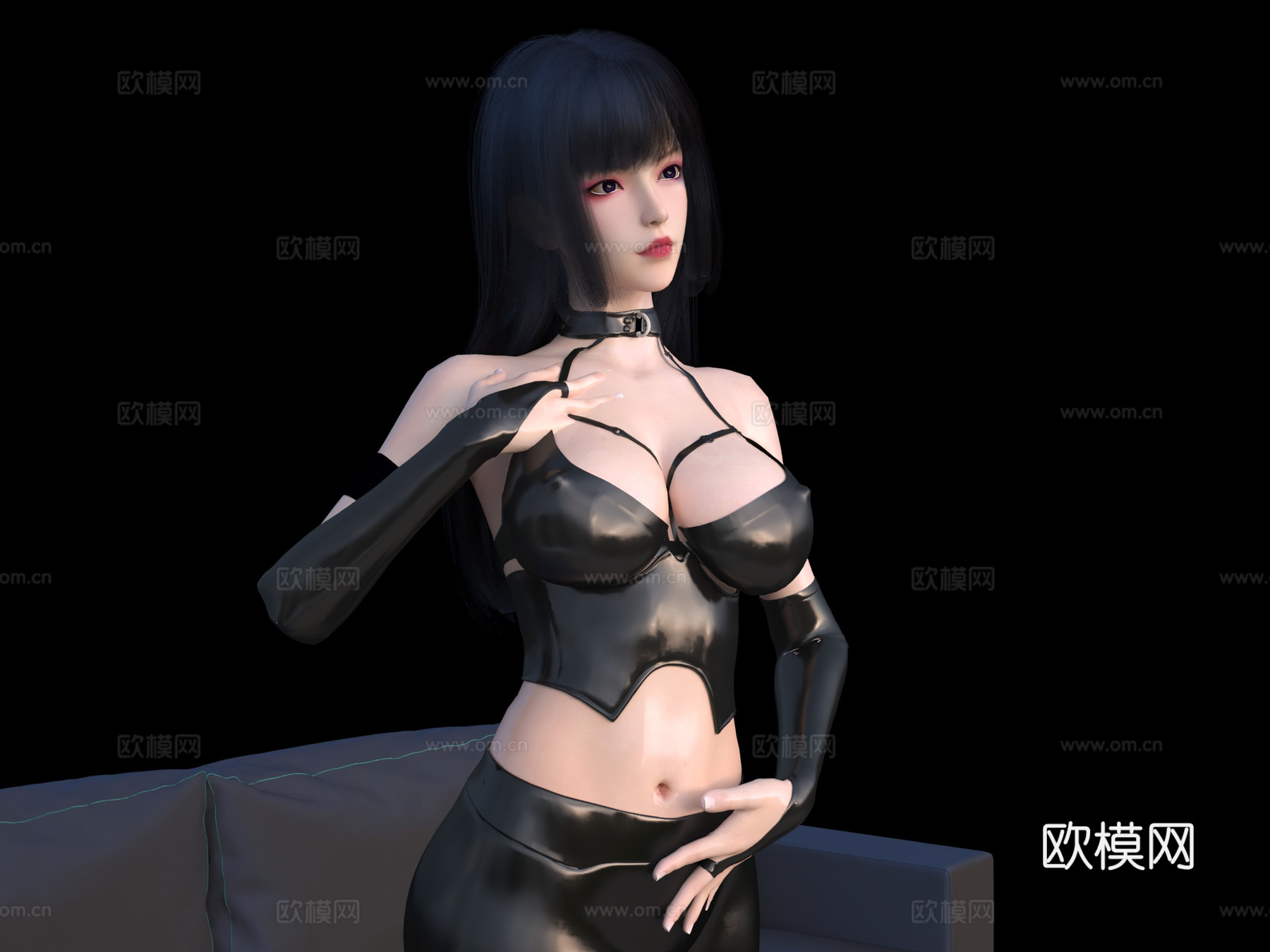 美女皮衣女性 模特女人 动漫人物 小姐姐女王 明星卡通人物3d模型