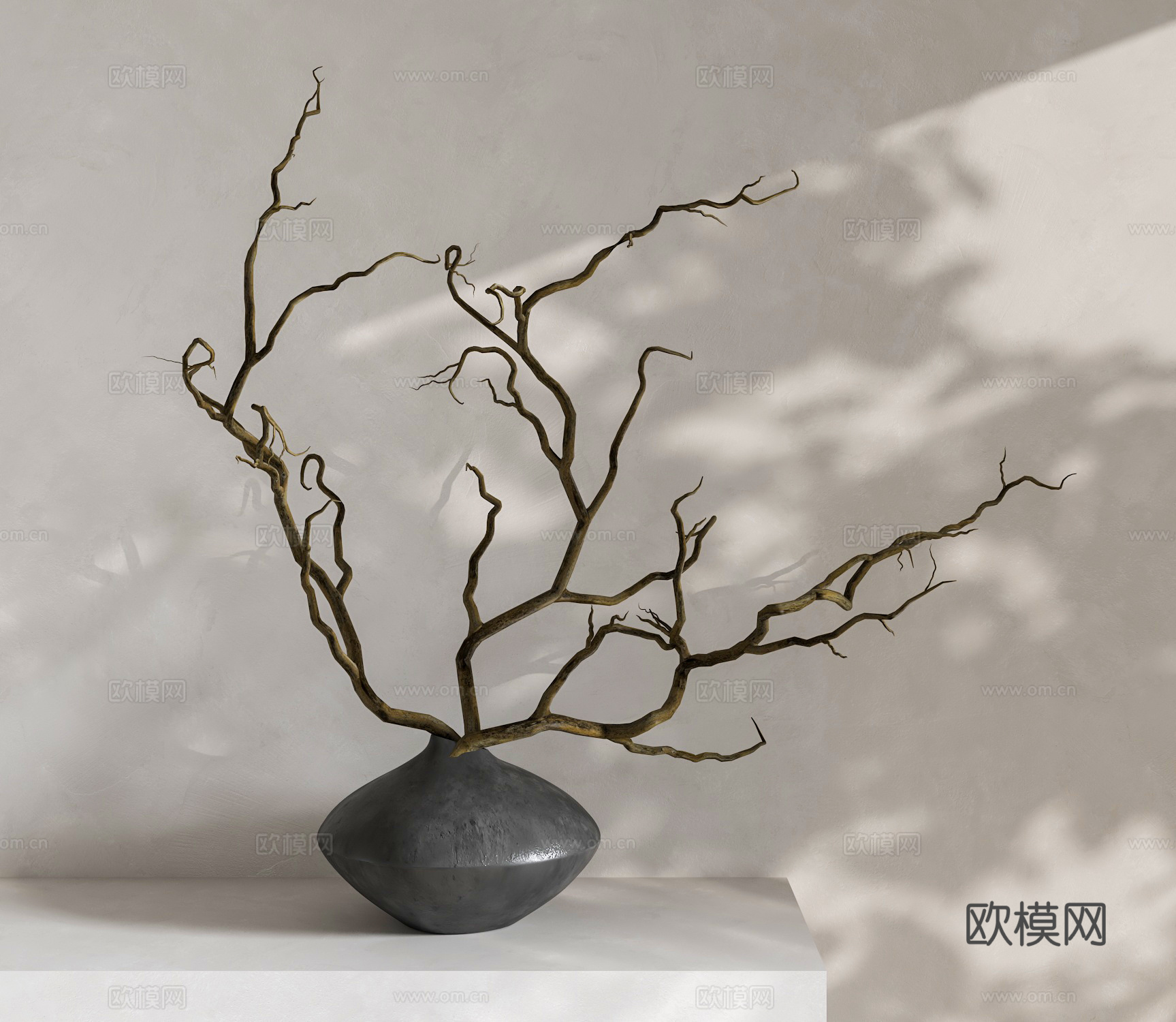 新中式干枝花瓶 花瓶摆件 侘寂花瓶摆件 陶瓷花瓶摆件3d模型