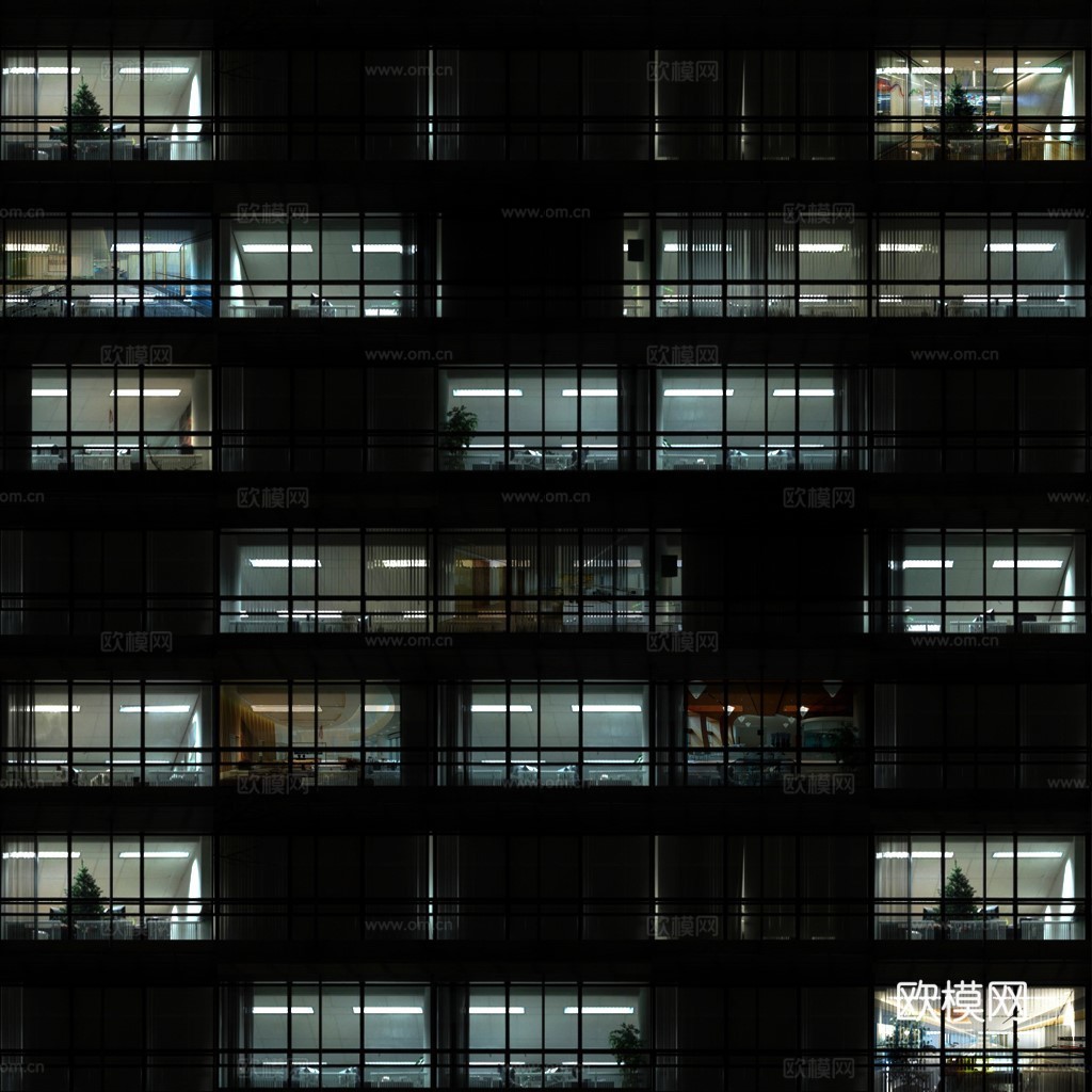 夜晚办公室窗户 外景 夜景
