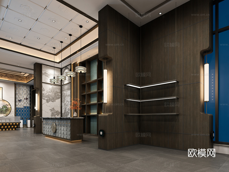 新中式品牌展厅3d模型下载(渲染图6)