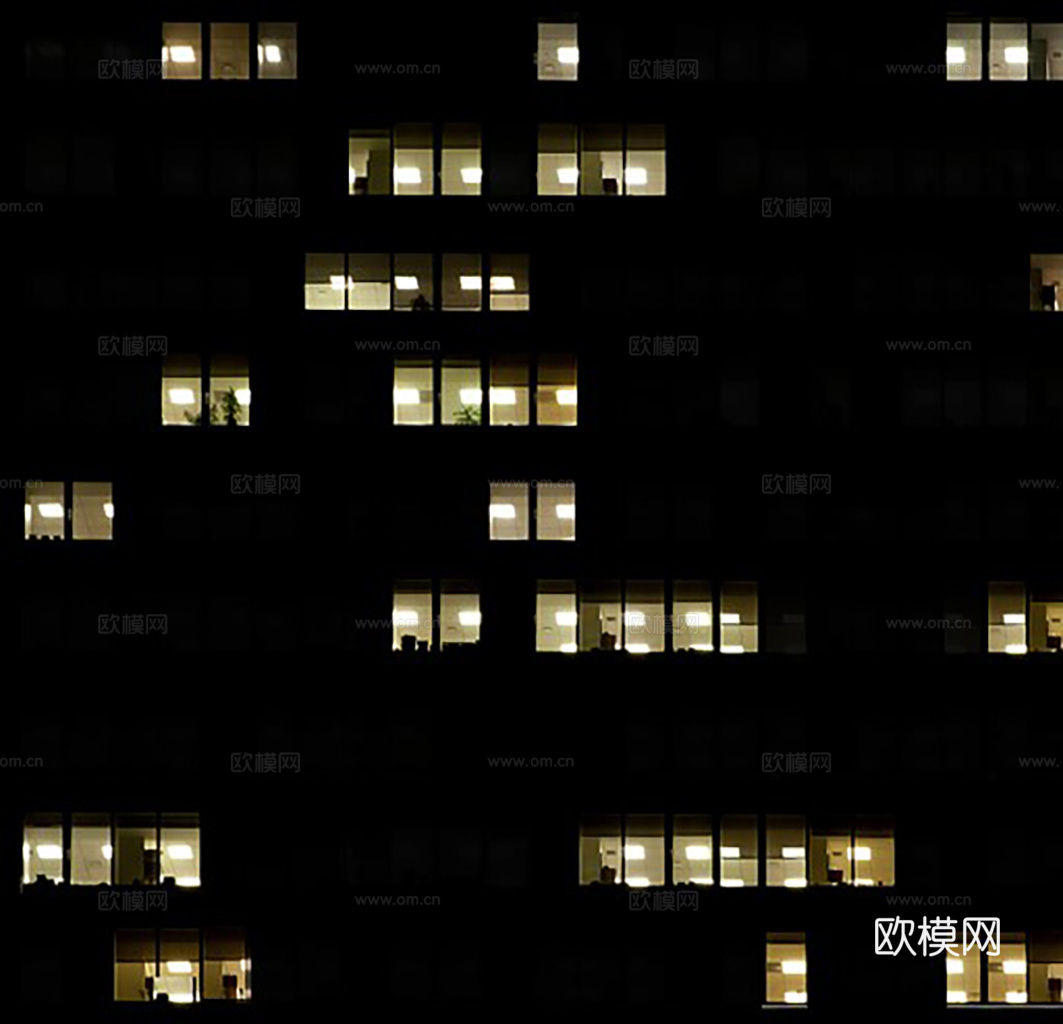 夜晚办公室窗户 外景 夜景