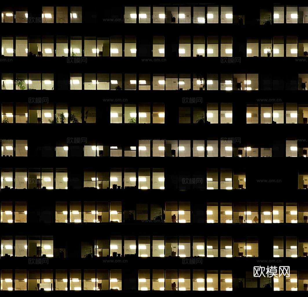 夜晚办公室窗户 外景 夜景