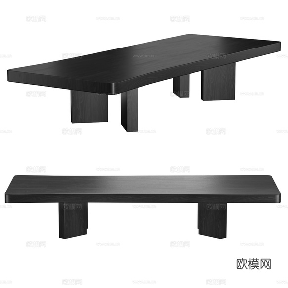 现代意式实木茶几3d模型下载(渲染图1)
