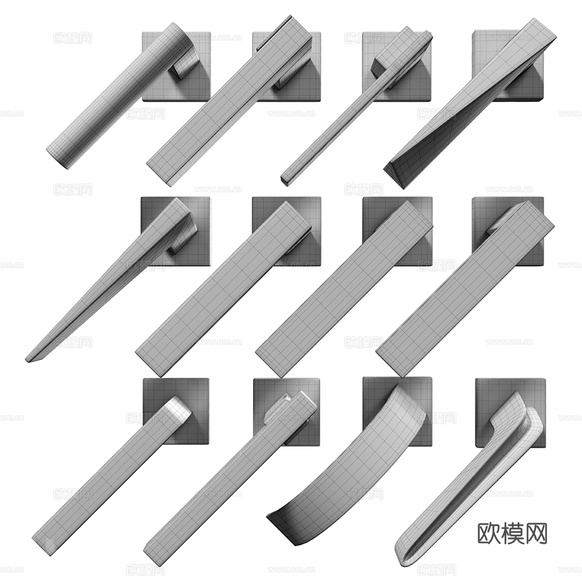 轻奢门把手 门拉手3d模型下载(渲染图4)