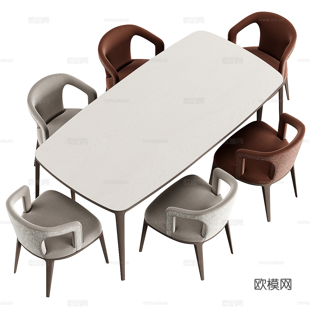 新中式轻奢餐桌椅3d模型