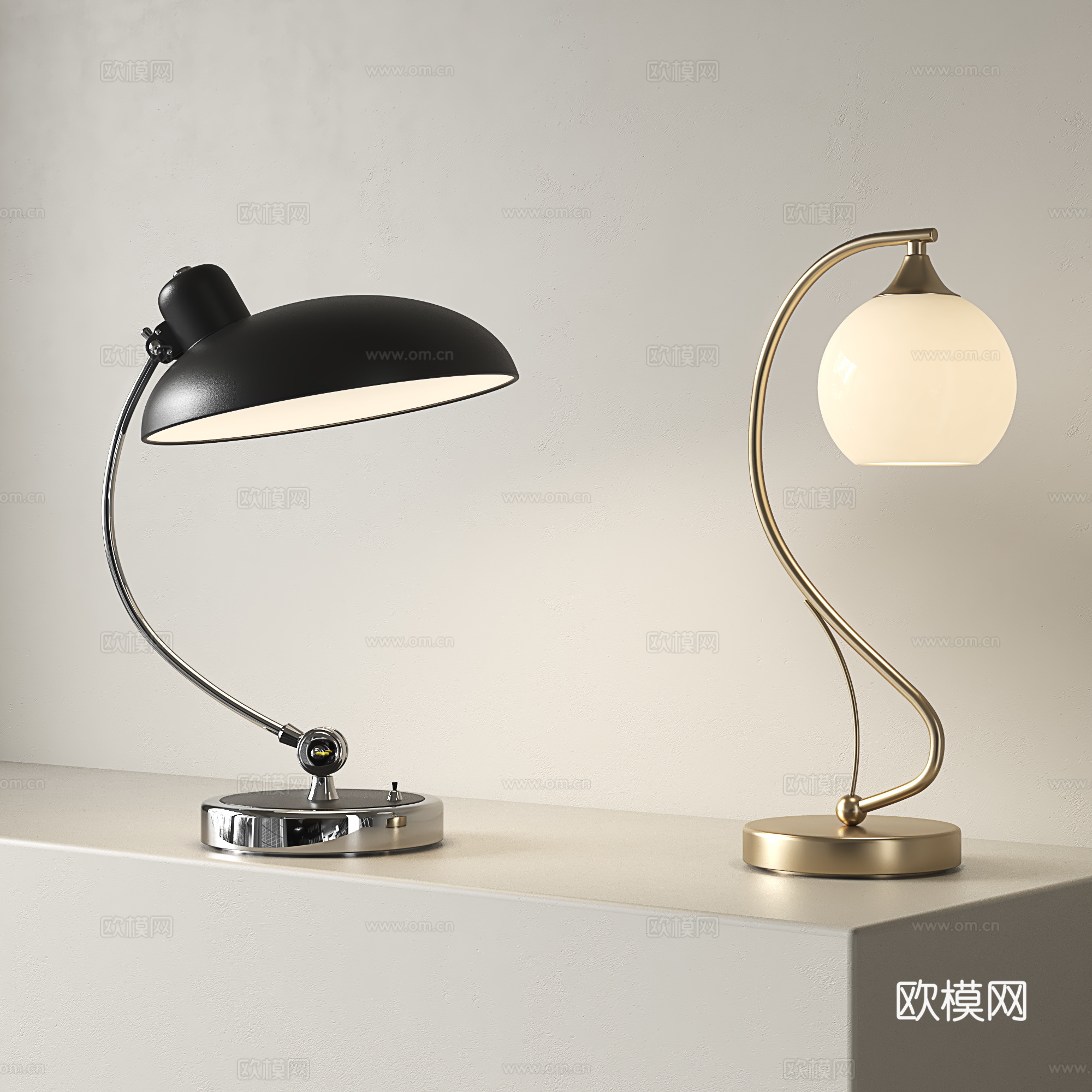 北欧台灯 中古台灯 现代台灯 复古台灯3d模型