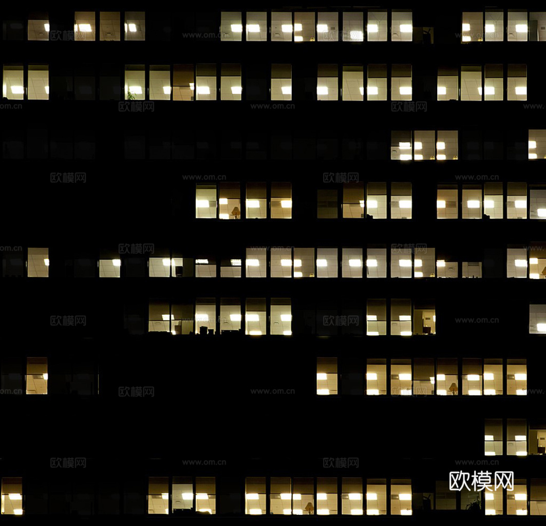 夜晚办公室窗户 外景 夜景