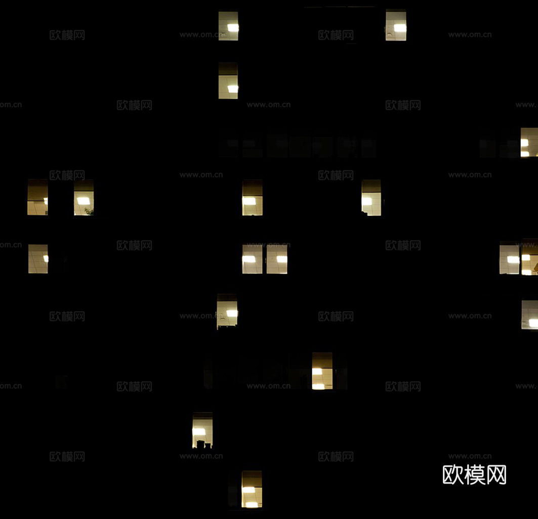 夜晚办公室窗户 外景 夜景