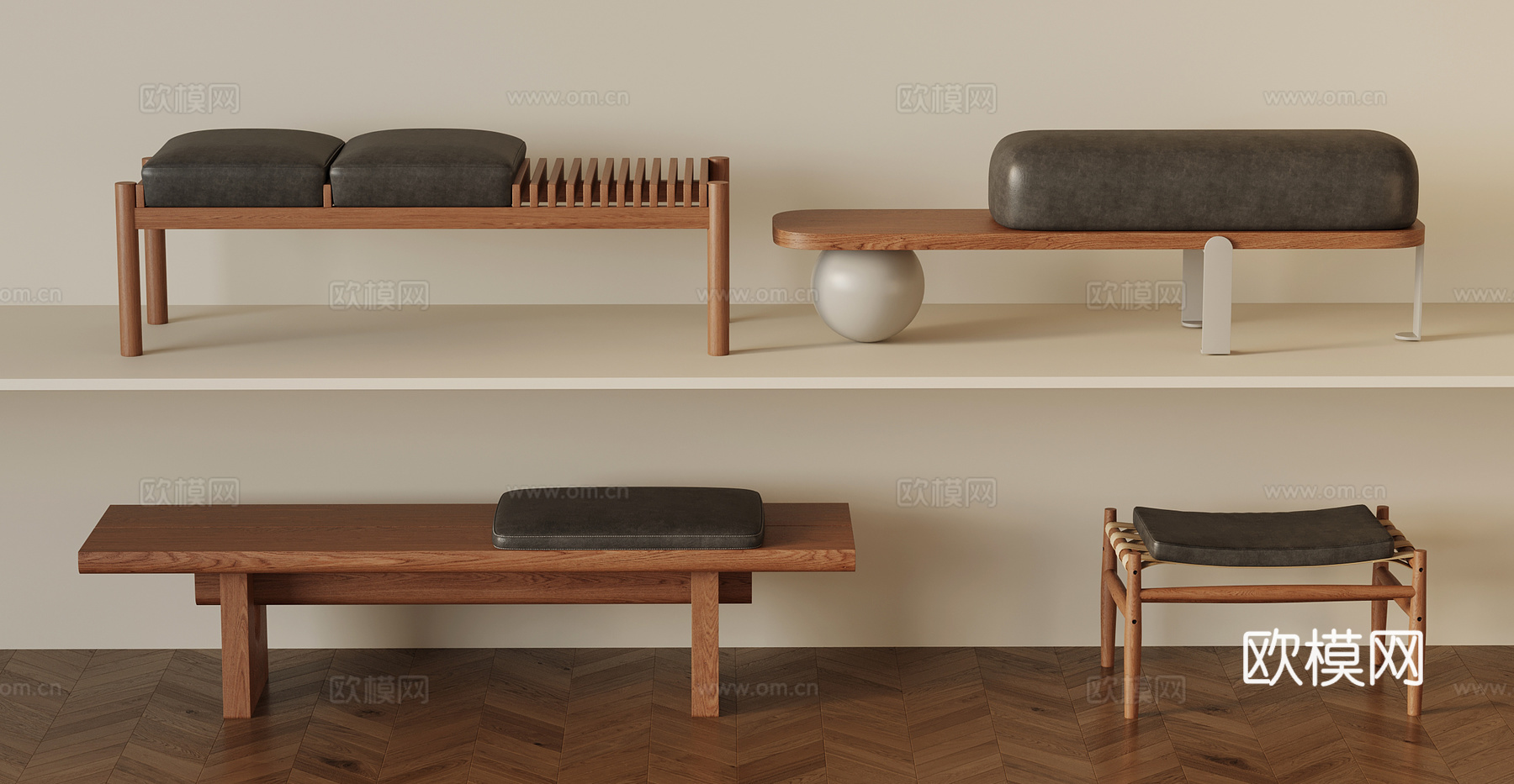 其他凳子 中古风长凳 长椅su模型