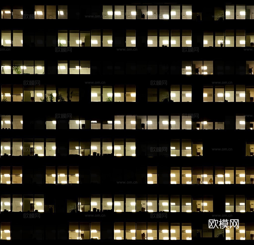 夜晚办公室窗户 外景 夜景