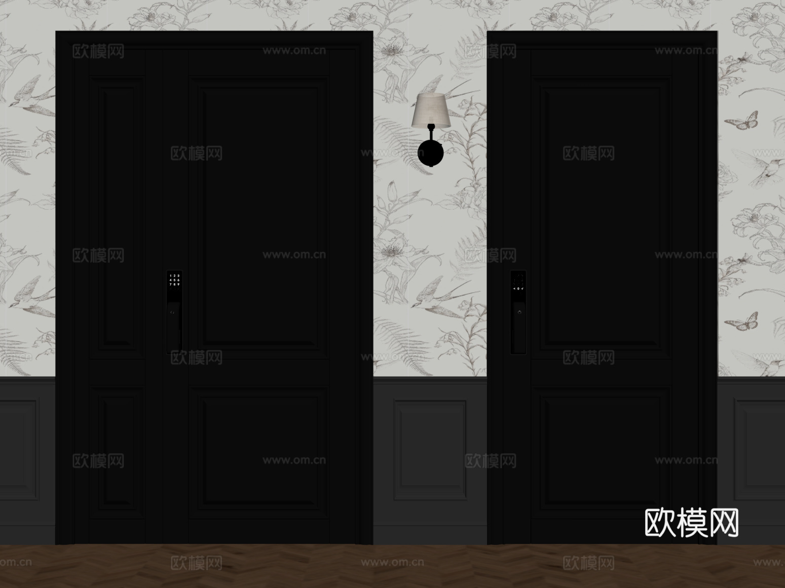 单开门 法式入户门 防盗门su模型