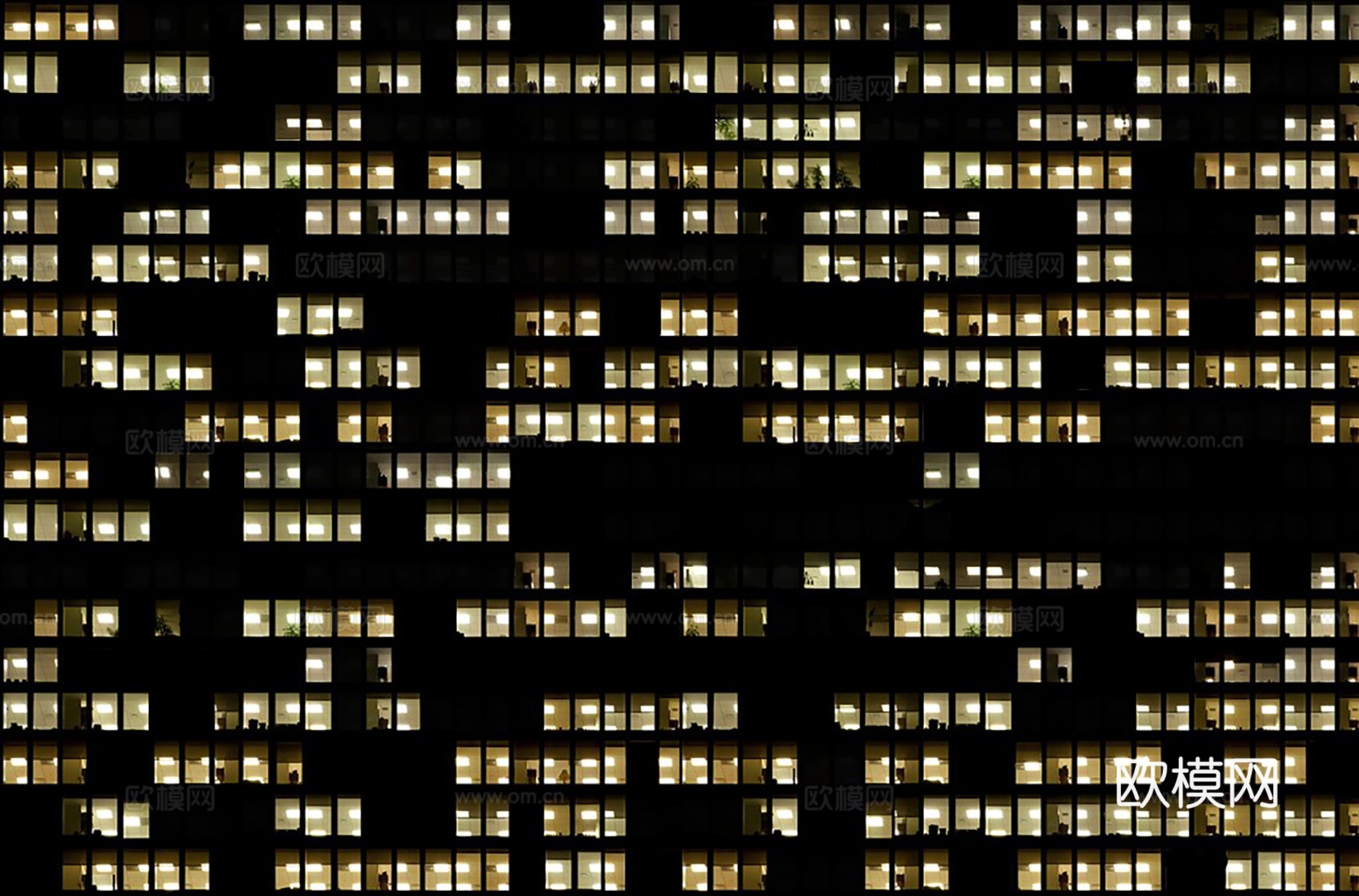 夜晚办公室窗户 外景 夜景