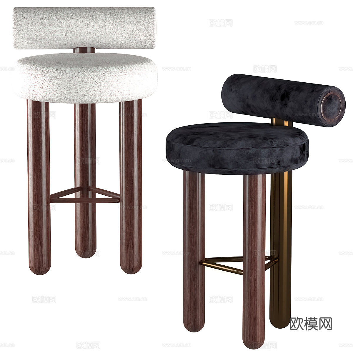 现代意式轻奢吧台椅3d模型