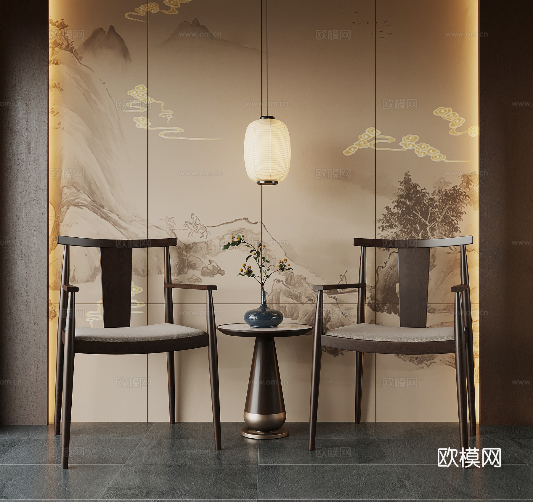 新中式椅子 休闲椅 单椅 餐椅3d模型